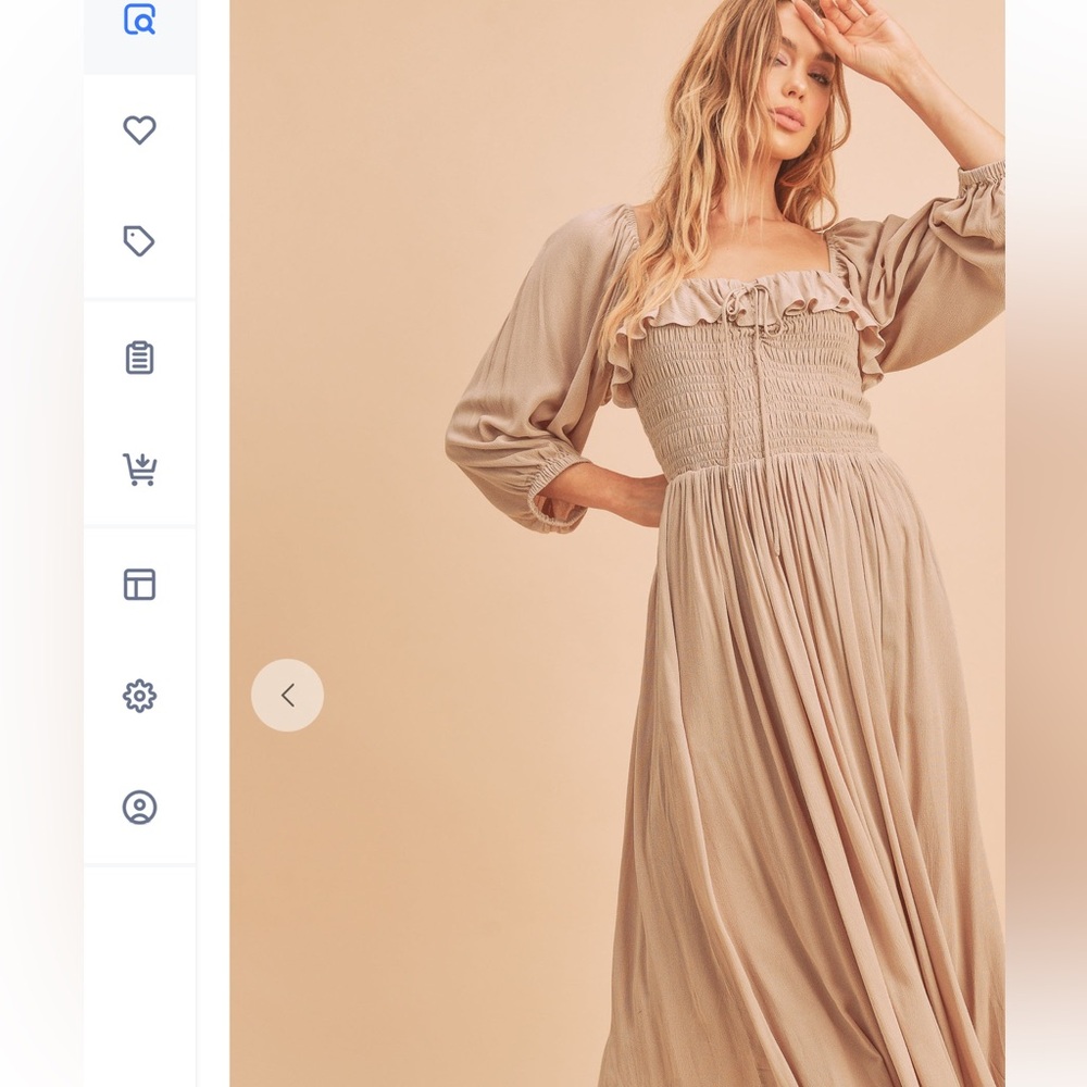 Aemi & Co Midi Dress Boho Romantic Beige- Large View 3